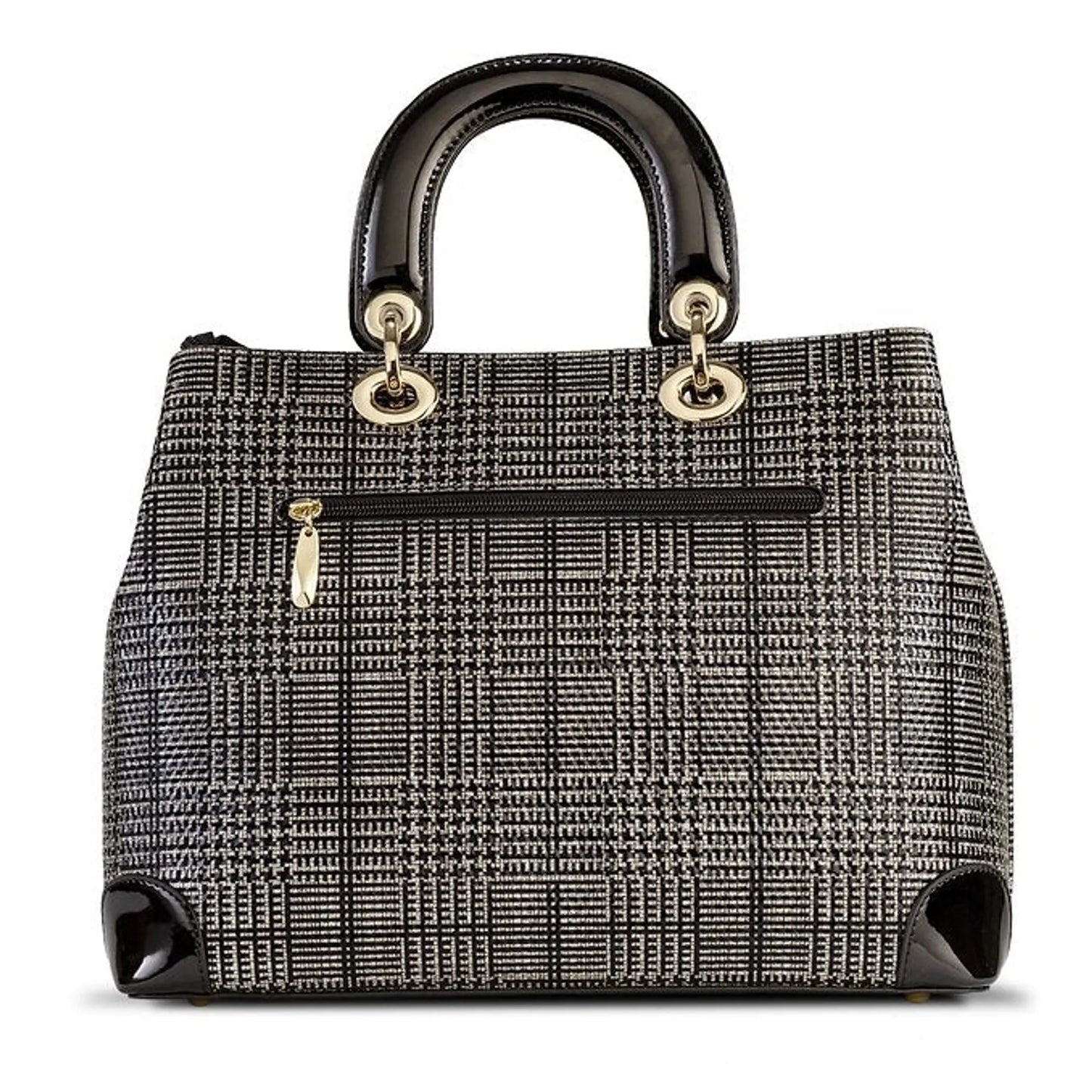 Galina Tweed Leather Sparkling Black and Silver (Large) Handbag