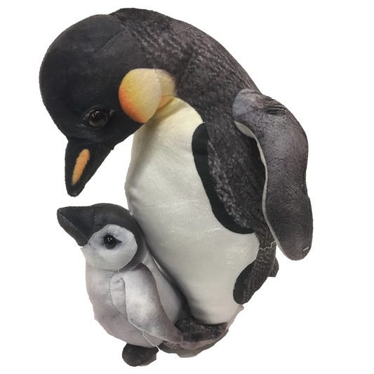 King Penguin Mom & Baby Plush Toy – 12" Stuffed Animal