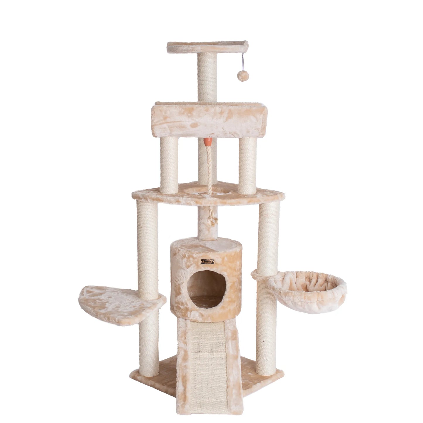 Armarkat Real Wood Spacious Thick Fur Cat Tower W Lounge