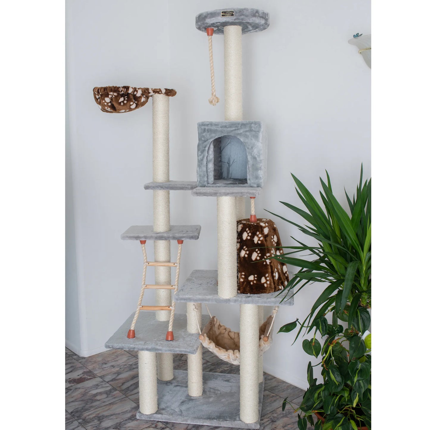 Real Wood Cat Climber Play House With Playhouse, Basket