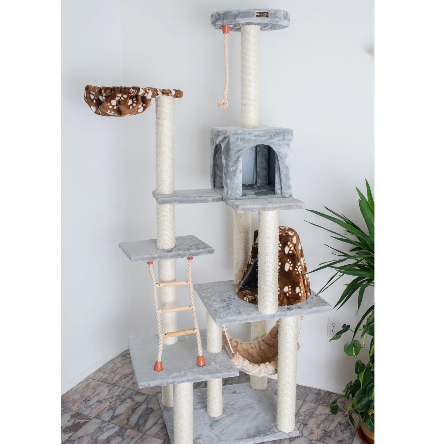 Real Wood Cat Climber Play House With Playhouse, Basket