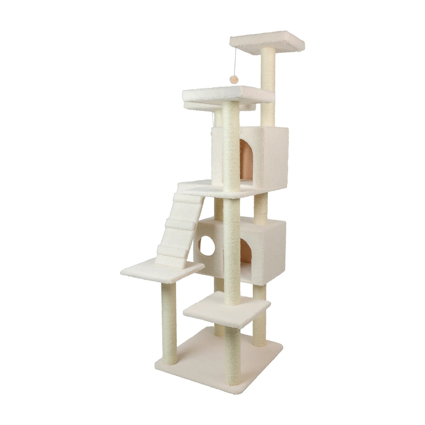 Real Wood Classic Ivory Cat Tree Multi Levels Condos B7701