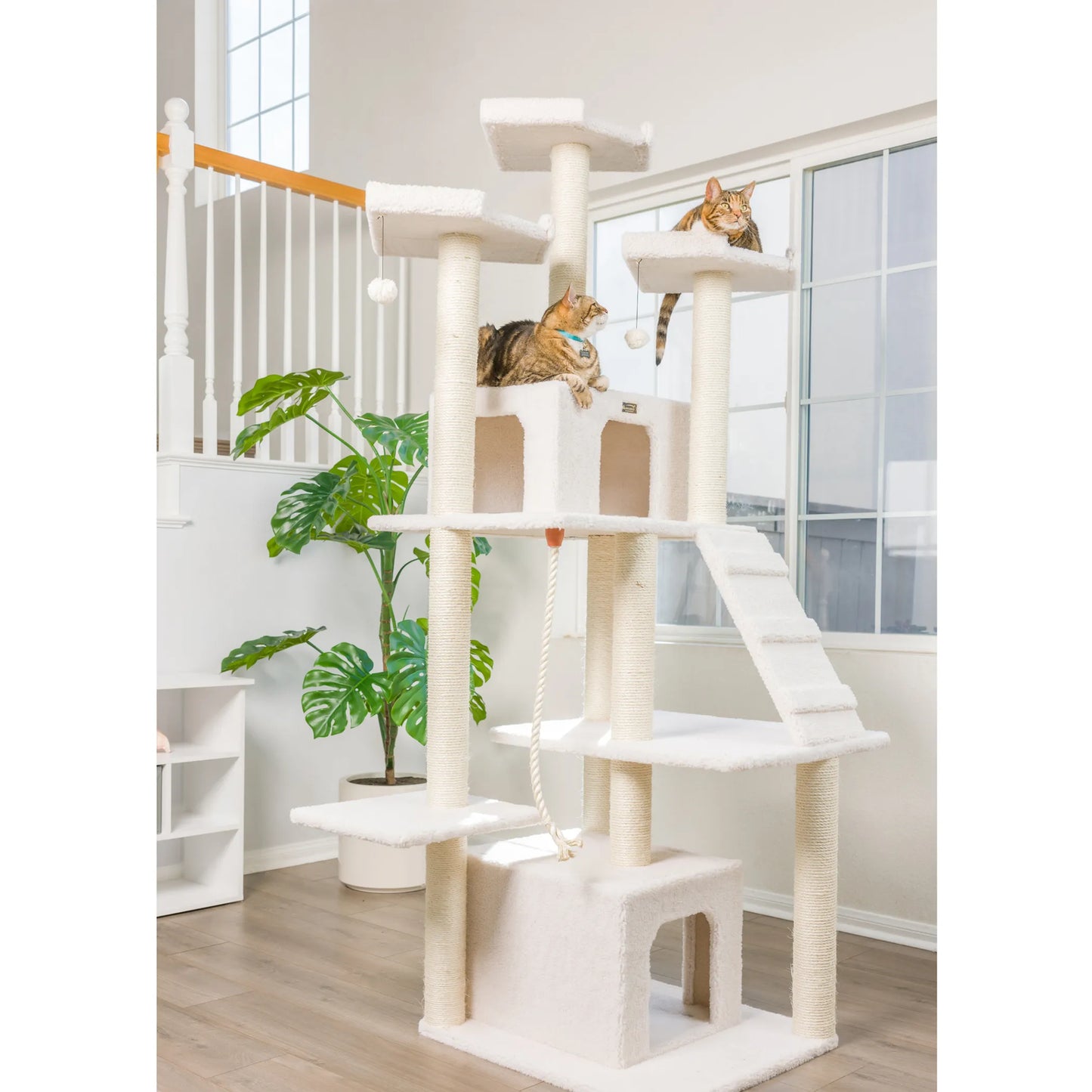 Real Wood B8201 Classic  Ivory Cat Tree Multi Levels W Ramp