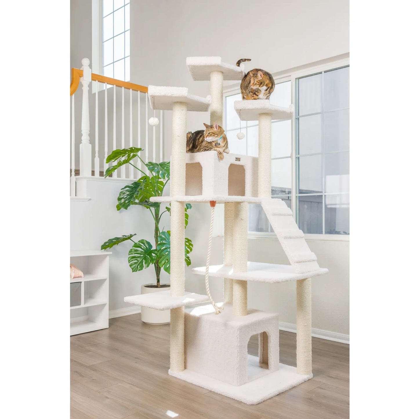 Real Wood B8201 Classic  Ivory Cat Tree Multi Levels W Ramp