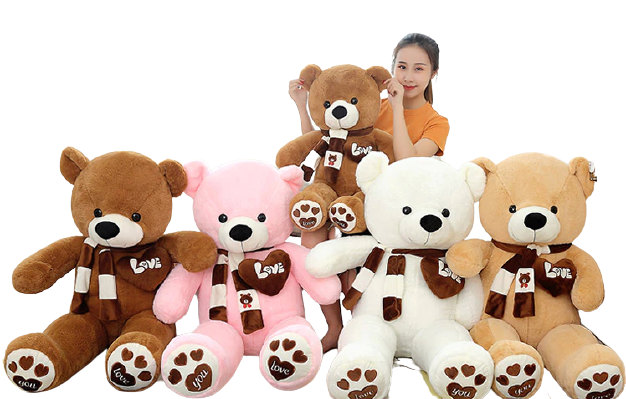 NNECN Huge 100cm Khaki Giant Teddy Bear Toys Stuffed Animals Soft Plush Cotton Scarf Bear Hold Pillow Doll-1