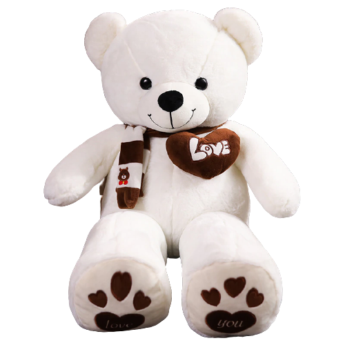 NNECN Huge 100cm White Giant Teddy Bear Toys Stuffed Animals Soft Plush Cotton Scarf Bear Hold Pillow Doll-0