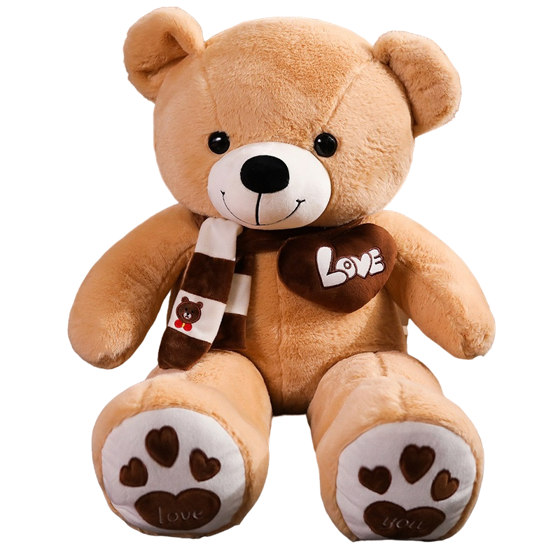 NNECN Huge 100cm Khaki Giant Teddy Bear Toys Stuffed Animals Soft Plush Cotton Scarf Bear Hold Pillow Doll-0