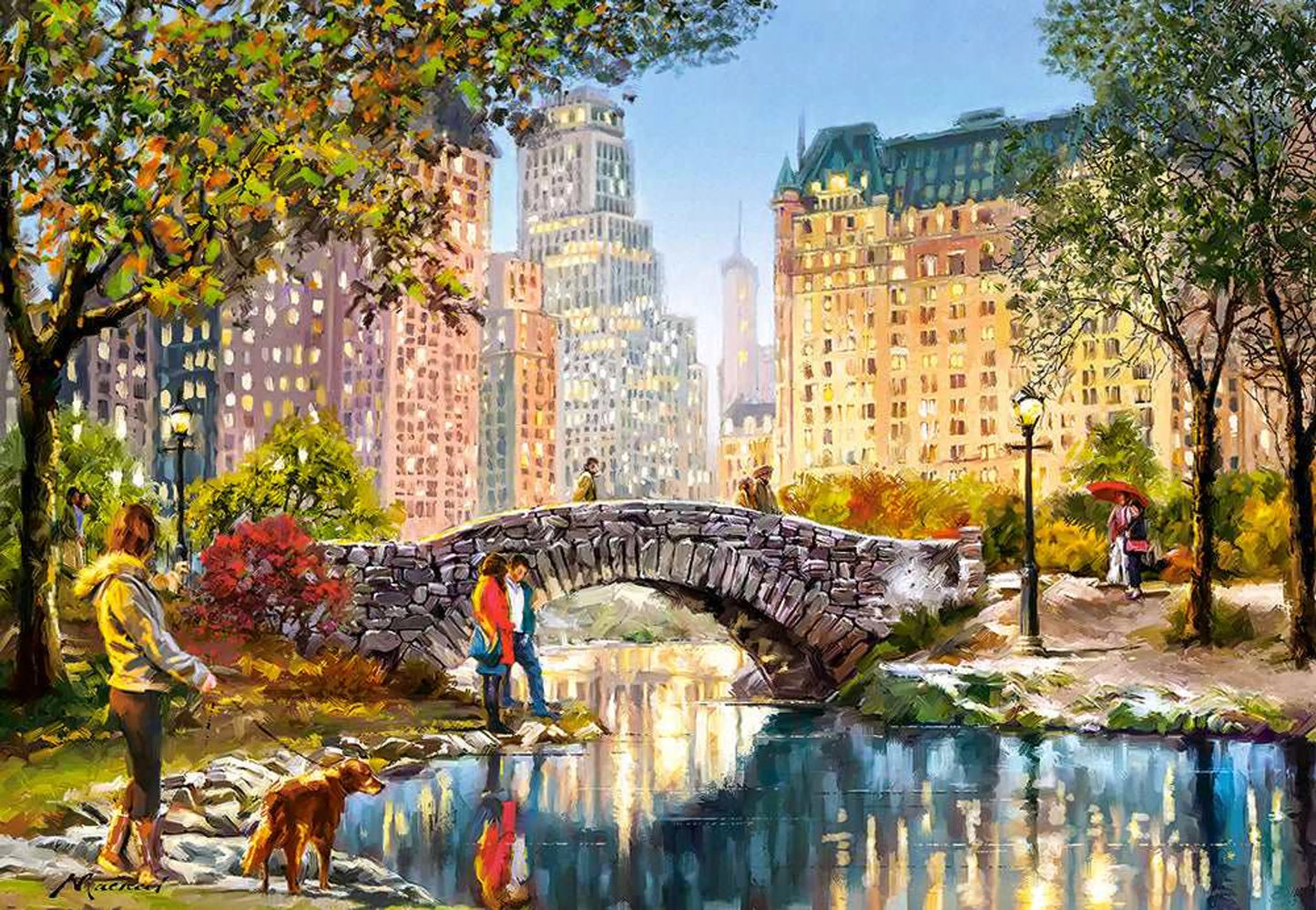 Evening Walk Through Central Park, 1000 Piece Jigsaw Puzzle
