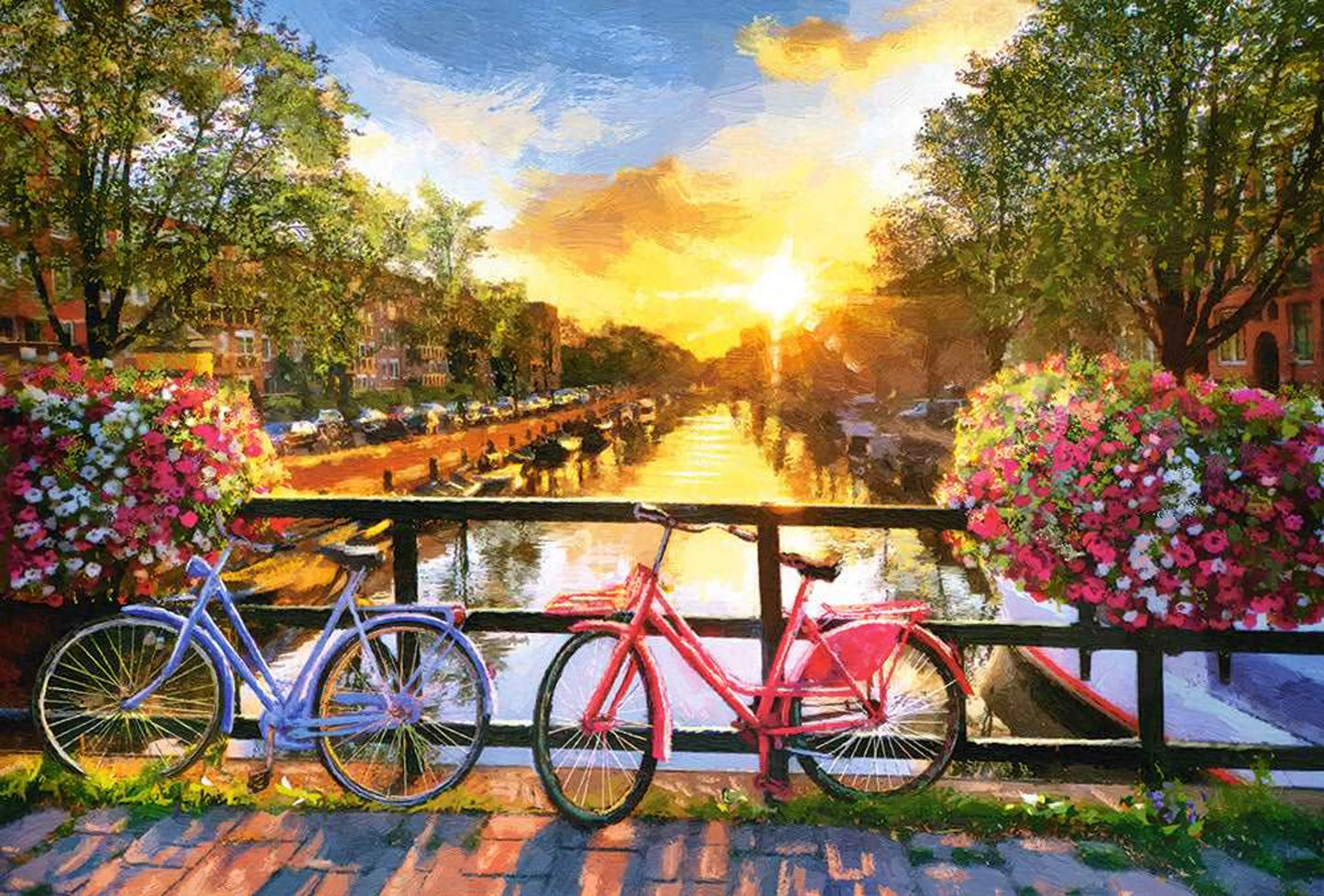 Picturesque Amsterdam with Bicycles, 1000 Piece Jigsaw Puzzle
