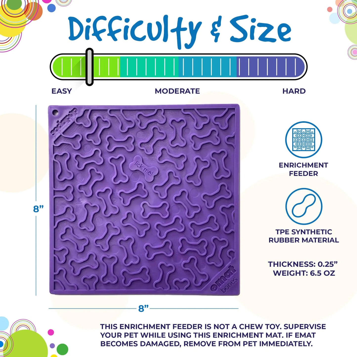 Bones Dog Lick Mat – Slow Feeder Enrichment Mat for Dogs