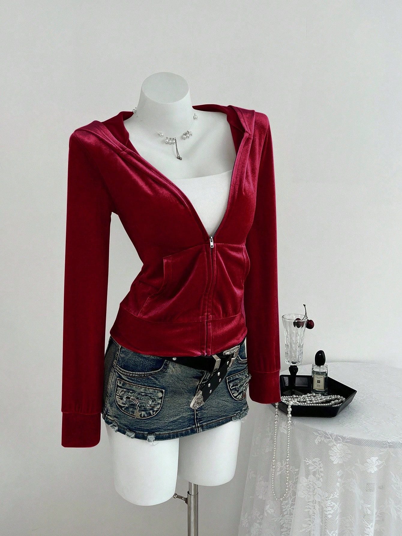 Hooded cardigan long sleeved top