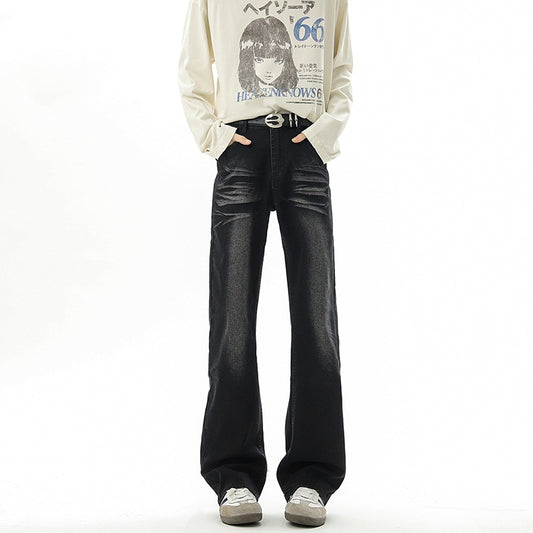 Washed Lightning Pattern Denim Pants for Men