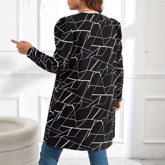 New cardigan for foreign trade plus size women's clothing printed fashionable loose plus size random printed jacket