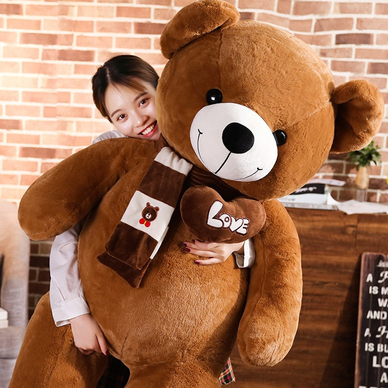 High Quality 100CM Teddy Bear With Scarf Stuffed Animals Bear Plush Toys Teddy Bear Doll Lovers Birthday Baby Gift-4